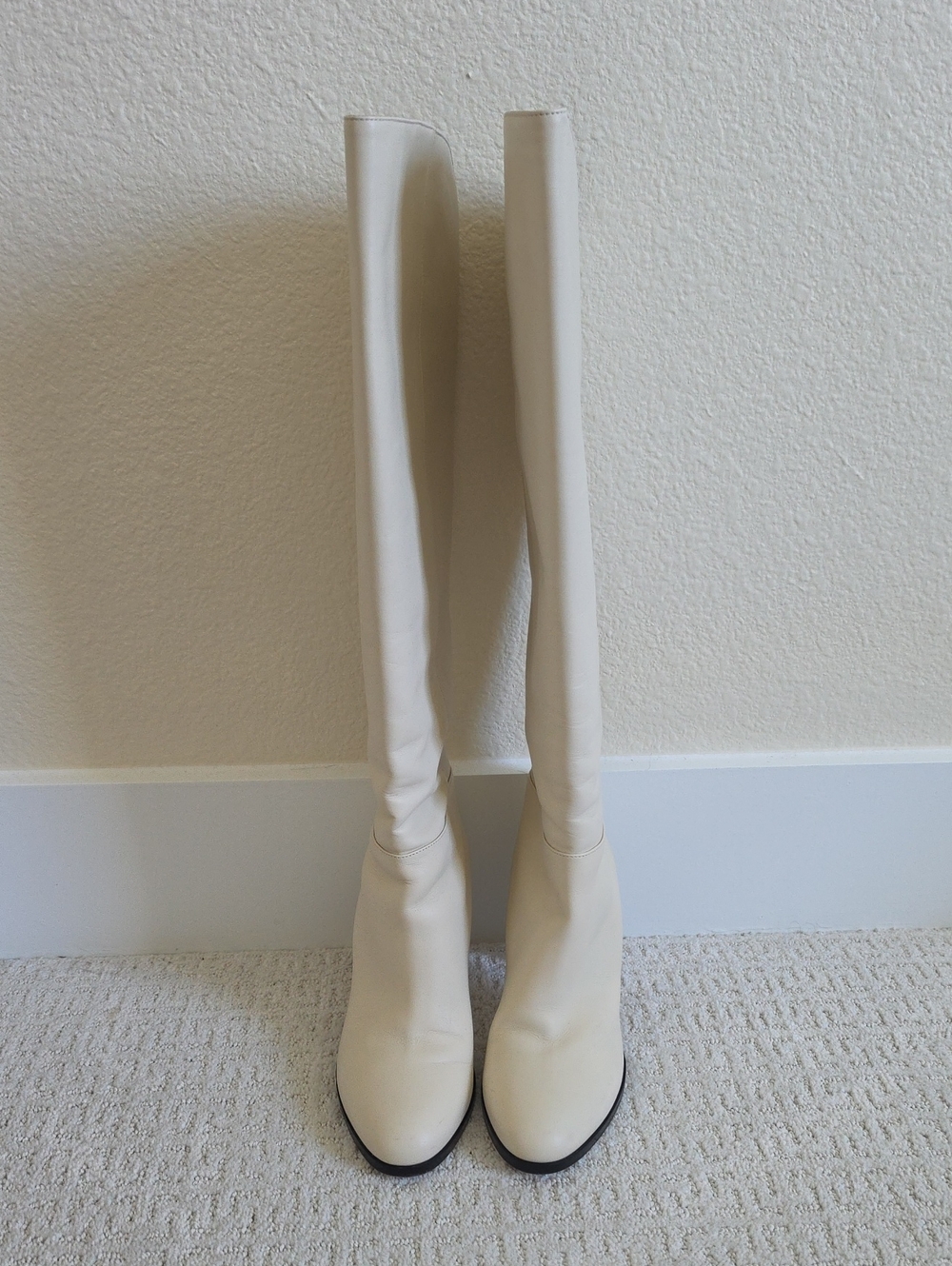 Jimmy Choo Cream Over-the-Knee Leather Boots. Like Brand New Worn Once